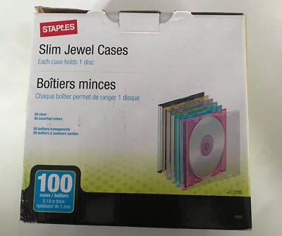 100 Slim Jewel Case 50 Clear 50 multicolor  DVD Disc Storage Case