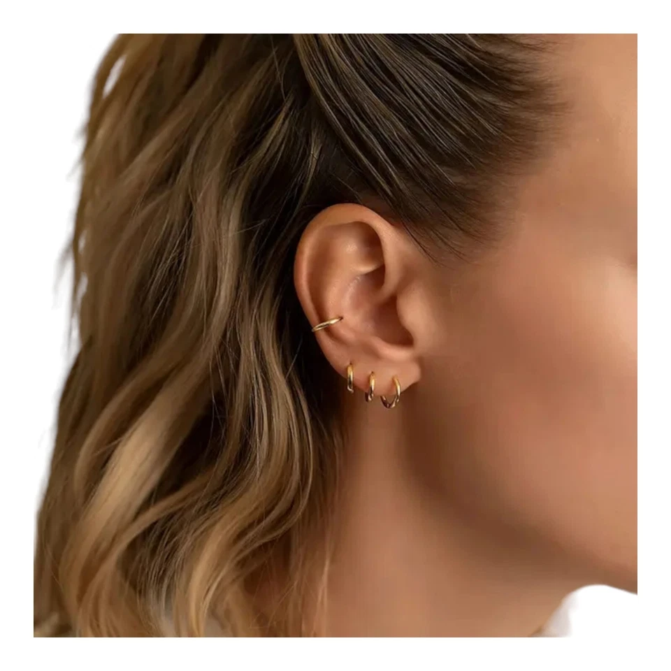 Pendientes de aro Huggie de acero inoxidable unisex joyería de moda para mujer, hombre Foto 4 de 4