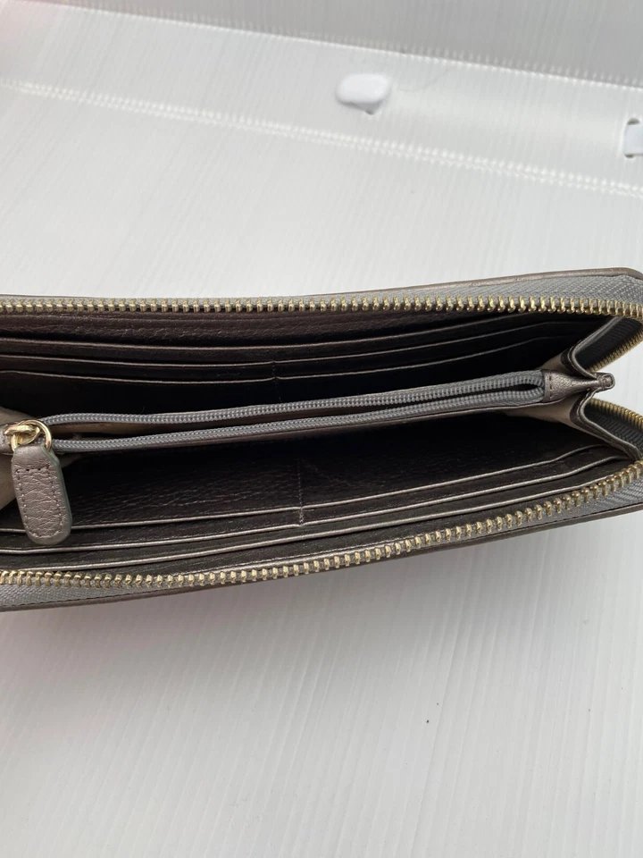 Cartera continental de cuero gris Cole Haan | Cartera con cremallera alrededor Foto 4 de 4