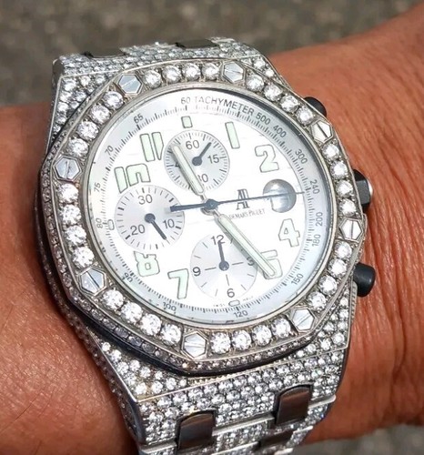 Audemars Piguet Royal Oak Offshore Bisagra Y Pulsera Con Diamantes E Vvs - Picture 5 of 11