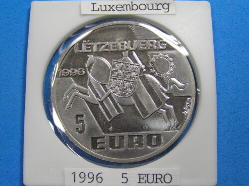 Luxembourg 5 Euro Coin, 1996 BU Prooflike, Knight on horseback, X#70 - Afbeelding 1 van 4