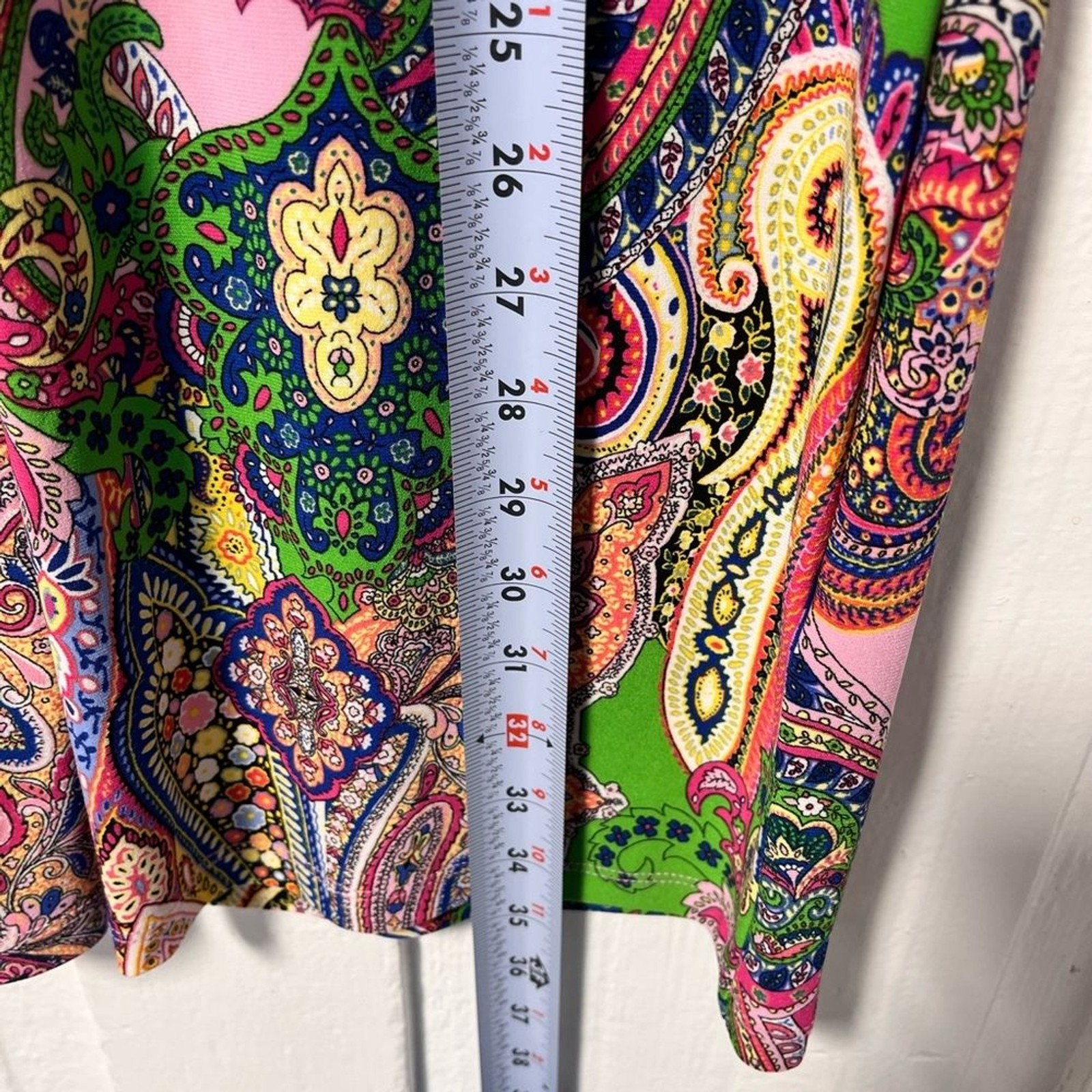 NWT Tommy Hilfiger Petite Paisley Stretch Shift dress with bell sleeves Size 6 thumbnail 7