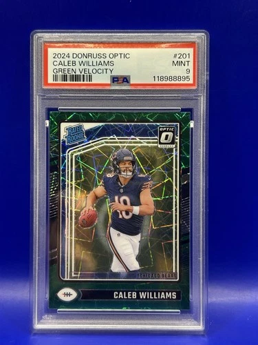 2024 PANINI DONRUSS OPTIC GREEN VELOCITY #201 CALEB WILLIAMS ROOKIE RC PSA 9