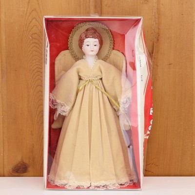 Vintage 1980s Sears Tree Top Angel Christmas Tree Topper Porcelain Boxed