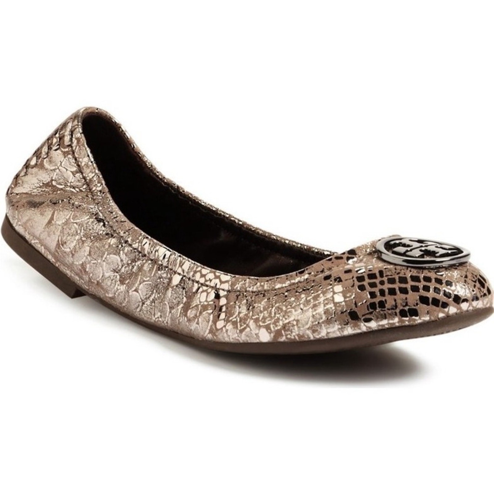 Tory Burch Heidi Scrunch Metallic Taupe Ballet Flats – Size 9