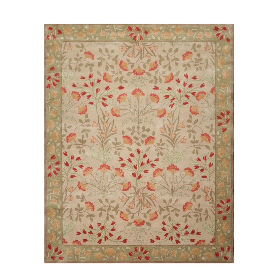 4'x6' Hand-Tufted Wool Area Rug Botanical Authentic Floral Design - Image 2 of 4