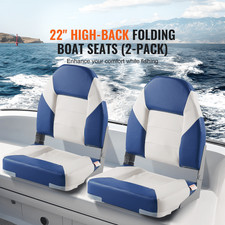 2PK High Back Boat Seats, Folding Boat Chairs w/ Thick Padding Hinges 21.85"