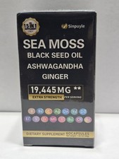 Sea Moss Black Seed Oil Ashwagandha Ginger 19,445 Mg 60 Caps Exp. 10/2026