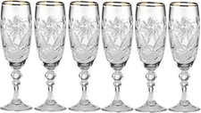 NEMAN 6 oz Gold-Rimmed Crystal Hand Made Vintage Glass, Set of 6