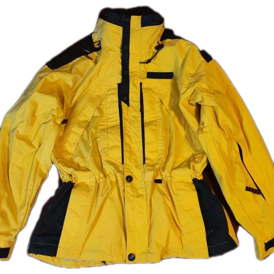 Vintage Obermeyer Reversible Ski Jacket Parka Mens Med Yellow Zip Pockets Hood