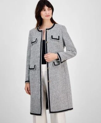 Anne Klein Womens Tweed Collarless Long Anne 91309290186 14 RT $249.0