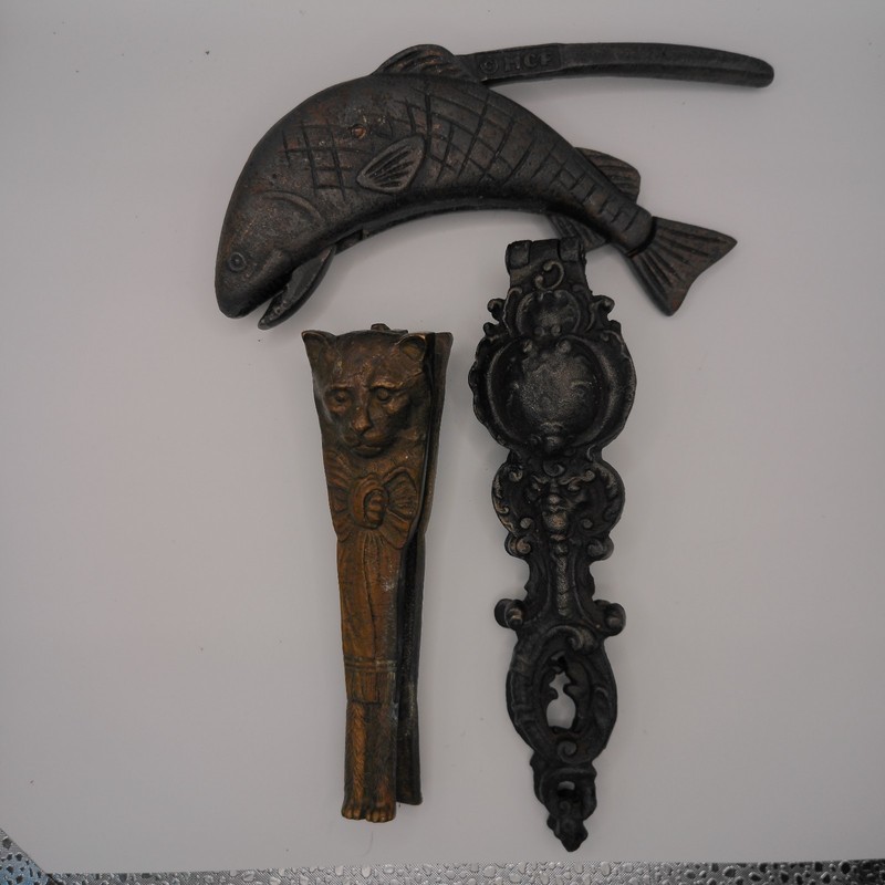 Vintage Iron Nutcrackers, set of three, Fish, Cat, Septor
