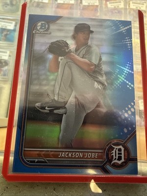 Topps 2022 Bowman Draft Chrome Jackson Jobe Rookie Blue Refractor 021/150