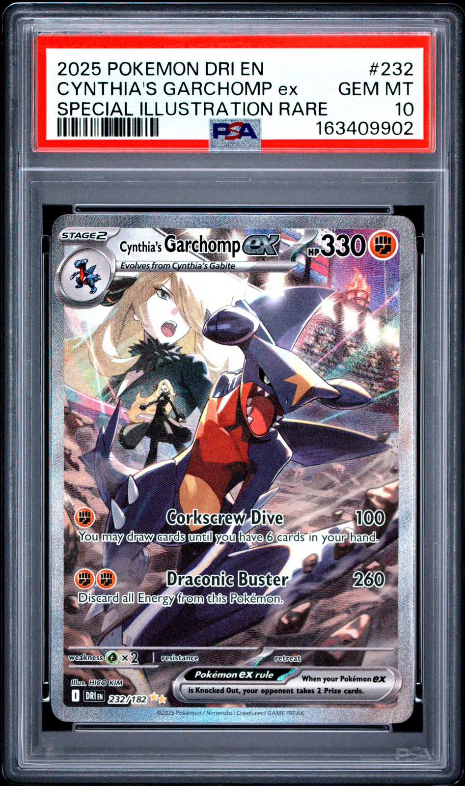 2025 POKEMON DRI EN-DESTINED RIVALS #232 CYNTHIA'S GARCHOMP EX PSA 10