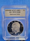 1978-S Proof Eisenhower Dollar PR-70 DCAM ICG Black Label Price Guide $800 — photo 1