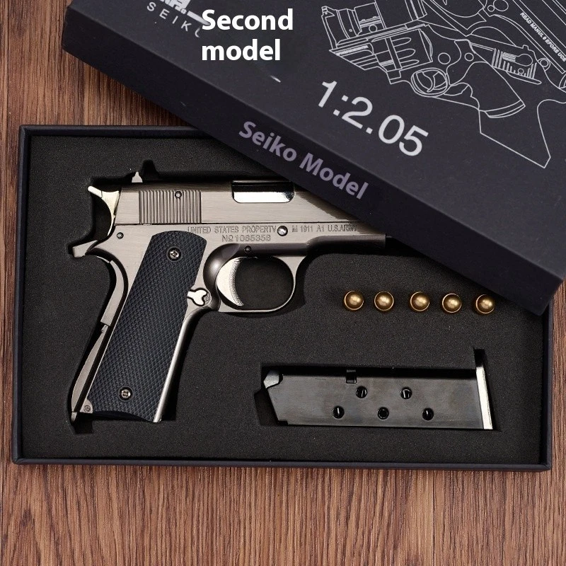 Mini réplica modelo Colt 1911 liga 1:2 – brinquedo de metal presente colecionável - Imagem 4 de 4