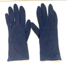 Vintage Small 6/ 6 1/2 Navy Blue Stretch Nylon Formal Casual Costume Gloves NICE