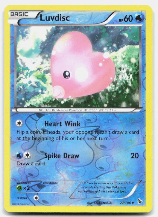 Flashfire Luvdisc 27/106 LP Pokemon Reverse Holo Uncommon Tcg Card