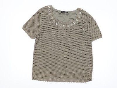 Bluse Damen UK Größe L Jacques Vert Beige Viskose Mischung