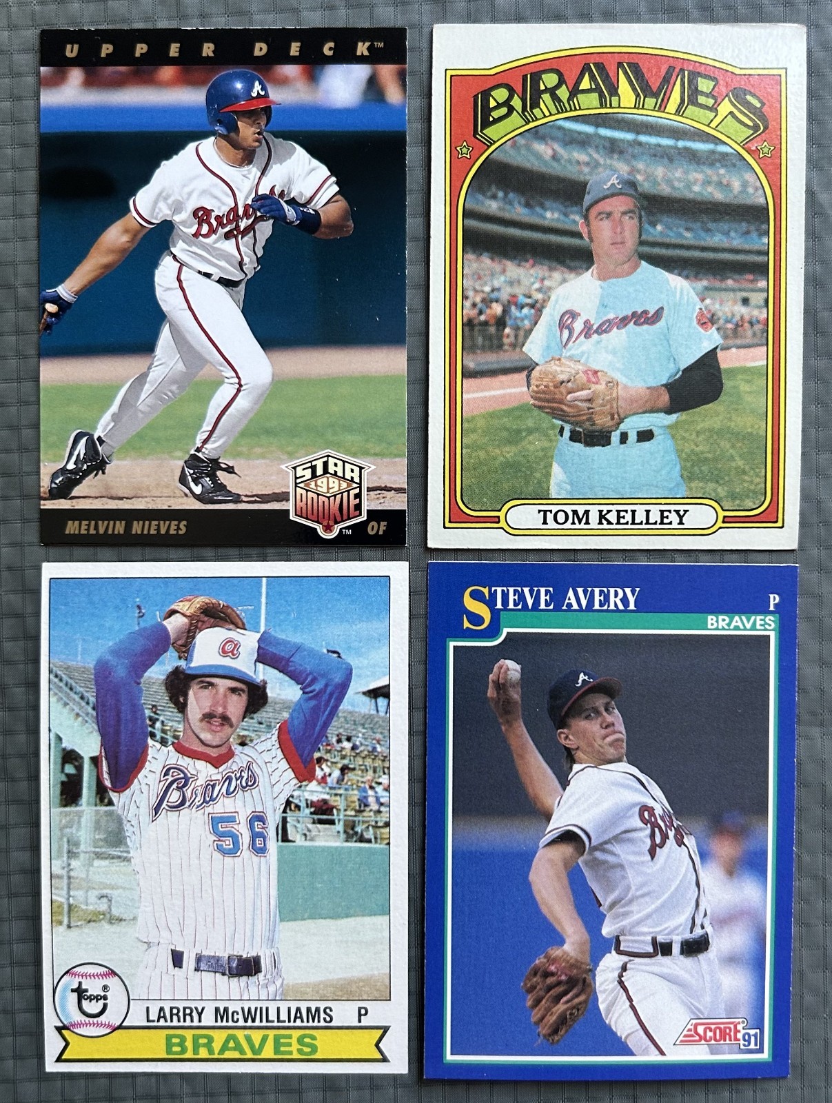 Melvin Nievas RC 93, Tom Kelley 72, Larry McWilliams 78, Steve Avery 91: 4 Cards