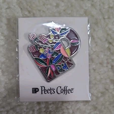 Peet's Coffee Floral Mug Enamel Pin B - Pinback Brooch Peets Starbucks