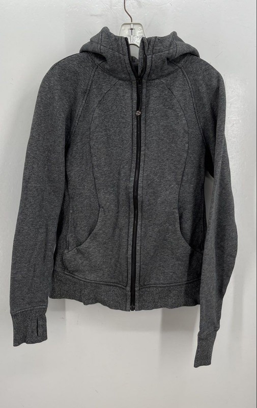 Lululemon Women's Heathered Speckled Black Scuba Hoodie - Size 8