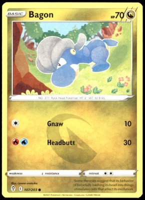 Bagon 107/203 SWSH07: Evolving Skies Regular LP Pokemon TCG