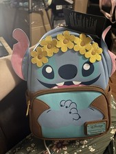 Loungefly Disney Lilo  Stitch Stitch Mini Backpack Flower Crown, Blue/Brown