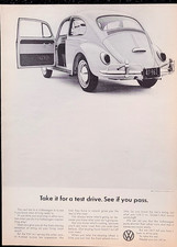 Volkswagen Beetle Original 1965 Vintage Print Ad Wall Art
