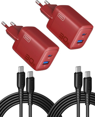 INIU 30W USB C Ladegerät 2-Pack, [USB-C + USB-A] Netzteil Mehrfach mit USB-Kabel