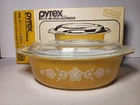 PYREX ORIGINAL Butterfly Gold Vintage Oval Casserole Dish 2.5QT  945-4