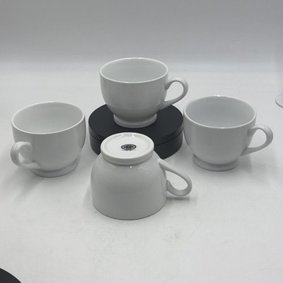 4 BIA Cordon Bleu Cups White Porcelain Footed Latte Cappuccino Coffee Mugs