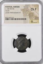 Mithradates VI 100BC-85BC NGC Graded Greek Coin Ancient Pontus Amisus Sword
