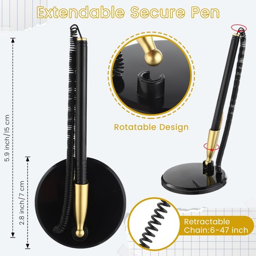 30 Pcs Secure Pen with Plastic Cord and Adhesive Security Holder Refillable 0... - Picture 2 of 6