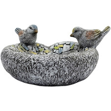 Hummingbird Feeder with Shallow Bird Bath Resin Garden Decor for Outdoor Use