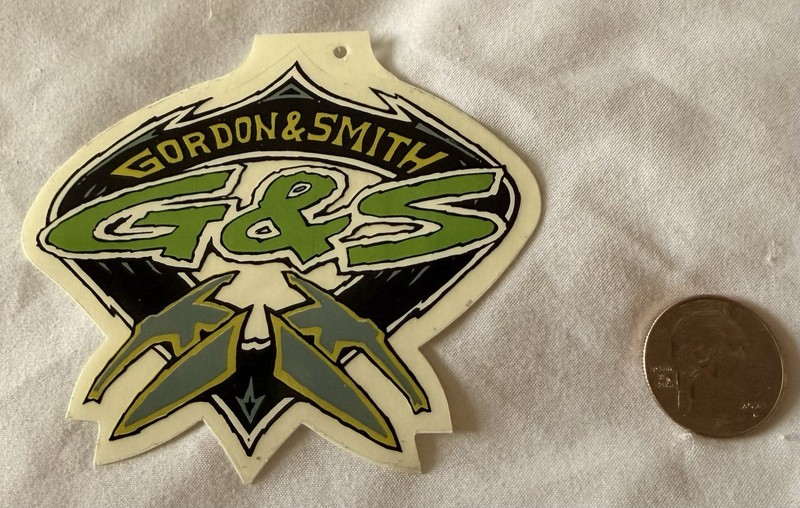 G&S Gordon & Smith Surfboards Green Clothing Tag NOS Vintage Surfing STICKER!
