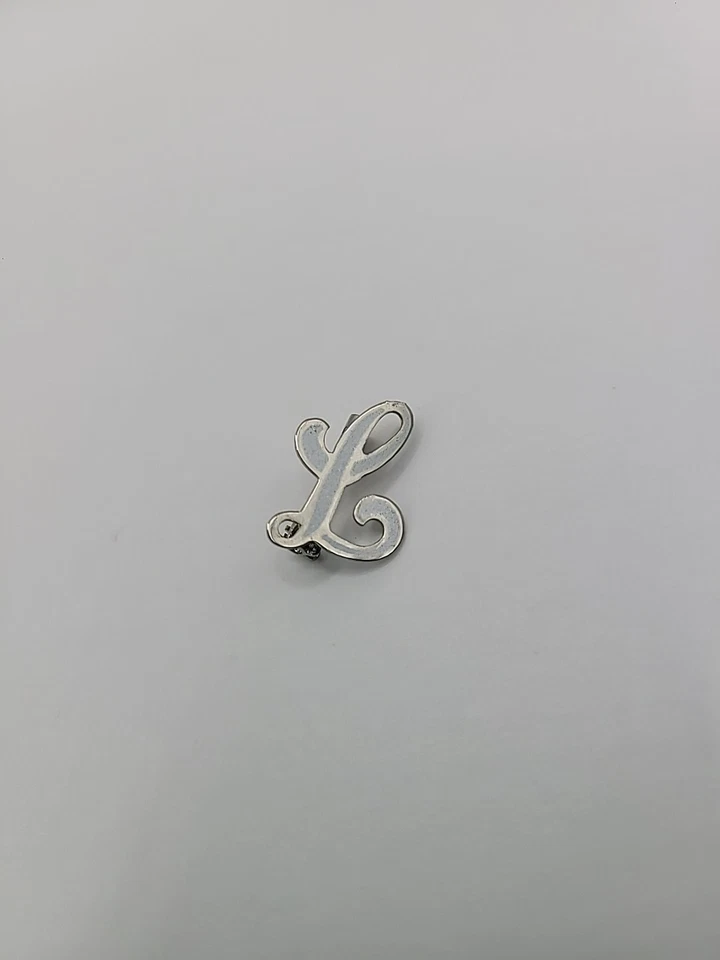 Broche Pin Vintage L Inicial Blanco Plata Joyería Disfraz Foto 4 de 4