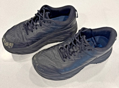 Hoka One One Bondi SR Wide Men's Size US 11 EE Black Leather Lace-Up