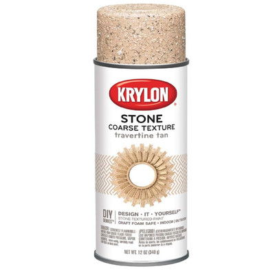 Krylon K18203 Coarse Stone Texture Finish Spray Paint, Travertine Tan, 12 Ounce