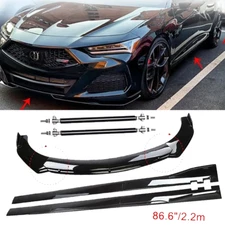 Front Bumper Lip Splitter Spoiler Side Skirts Body Kit For Acura ILX TLX