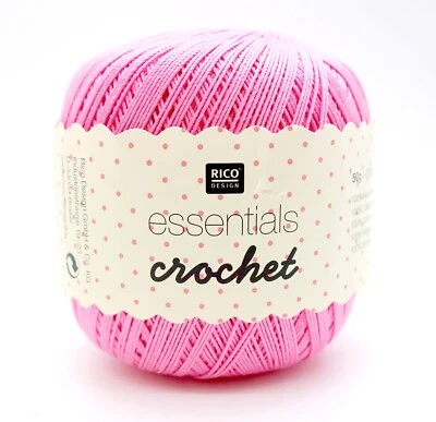 Rico Essentials Crochet Cotton 2 Ply 50g Knitting Crochet Yarn and Book