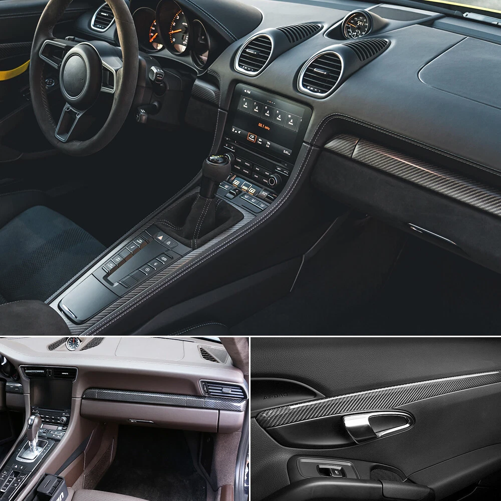 Carbon Fiber Interior Trim Cover For Porsche 718 Boxster Cayman 981 982 2013-22 - Picture 2 of 9