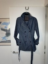 Just Addict Women Denim Double Breasted And Belted Trench Coat Size Xl - Vgc
