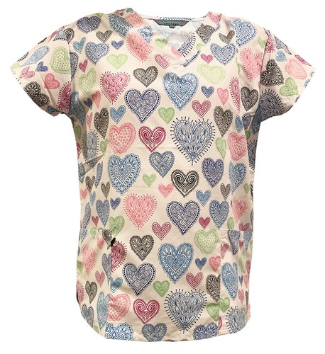 Womens Ultra Soft Touch Microfiber Medical Printed Scrub Tops S-3XL - Picture 35 of 44
