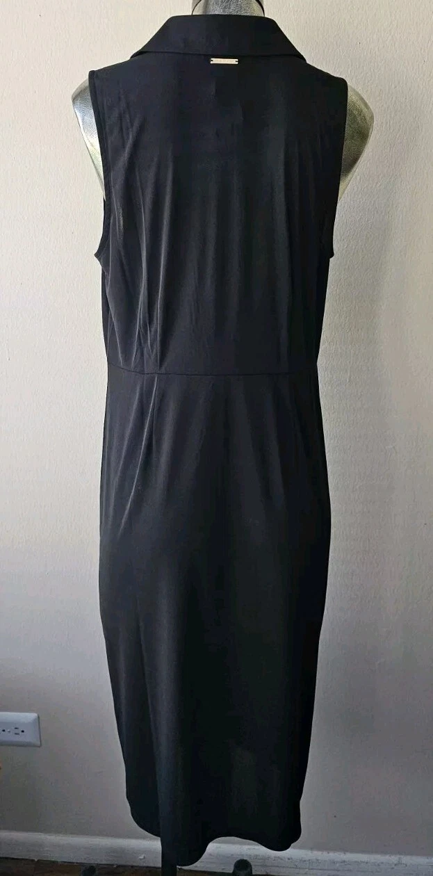 Abito donna Michael Kors nuovo con etichetta increspato senza maniche nero taglia large.