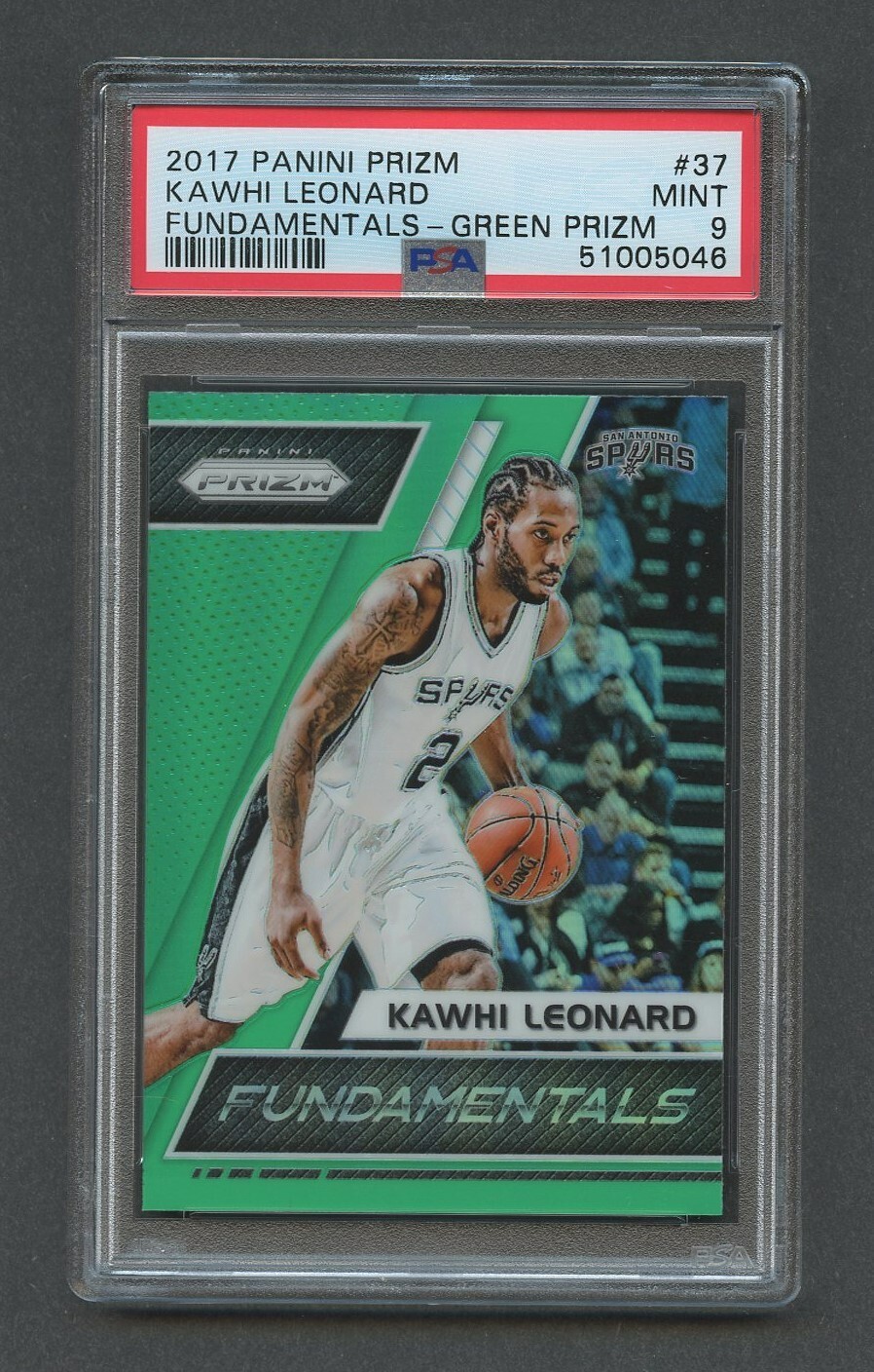 2017 Panini Prizm Fundamentals Green KAWHI LEONARD #37 PSA 9 MINT LA Clippers