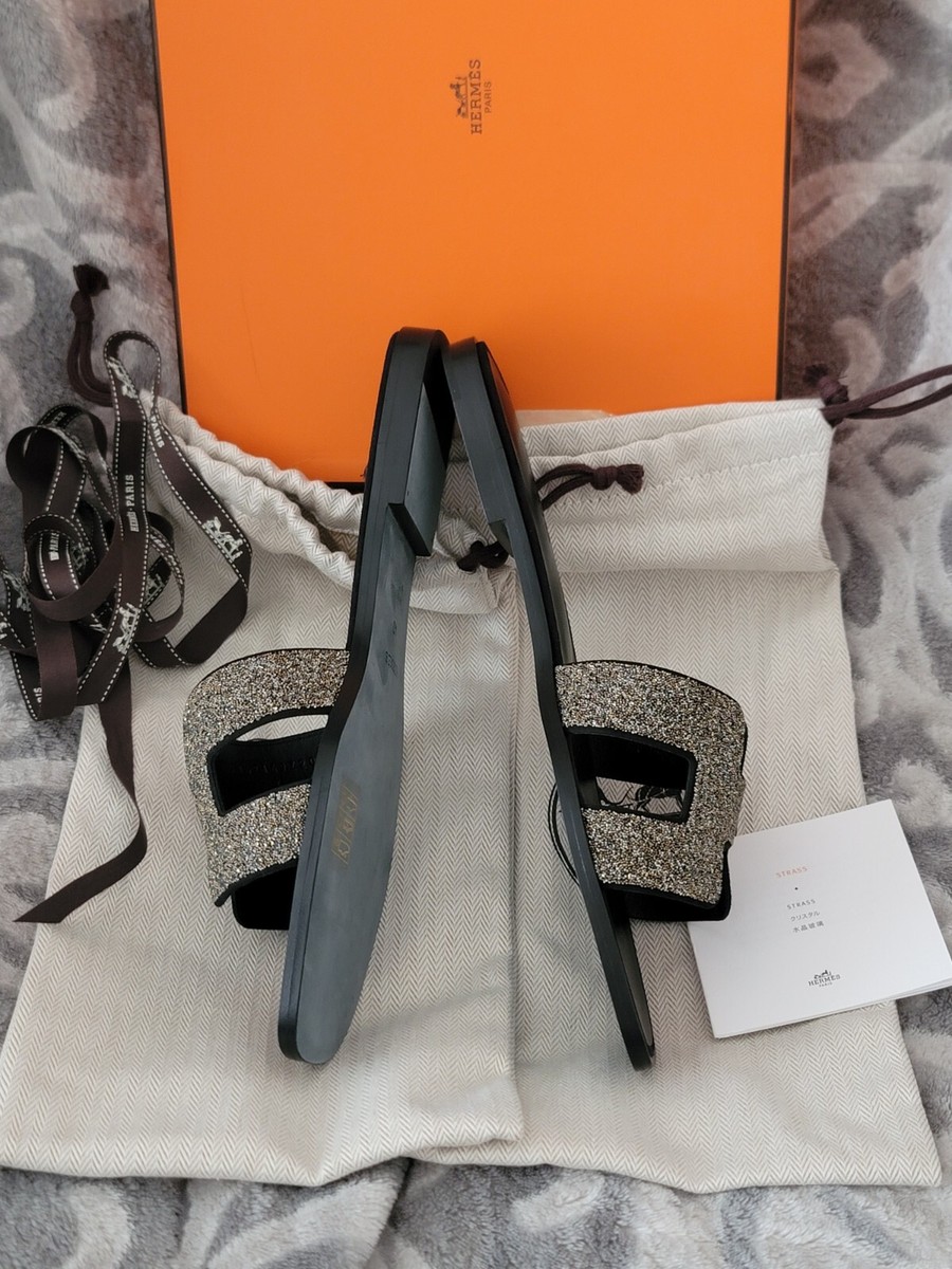 こなれ感漂う上質サンダル★【HERMES】Oran Noir ラインストーン 24AW 新作【HERMES】キラキラ☆ラインストーン サンダル オラン