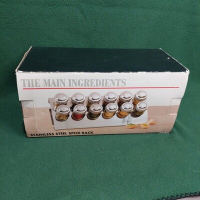 12 Jar Stainless Steel Spice Rack Organizer Double Row Wall Mount or Counter Top
