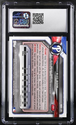 2018 Bowman Draft BDC-25 1st Bowman Alec Bohm Chrome -Fielding CGC 10 Gem Mint - Picture 2 of 2
