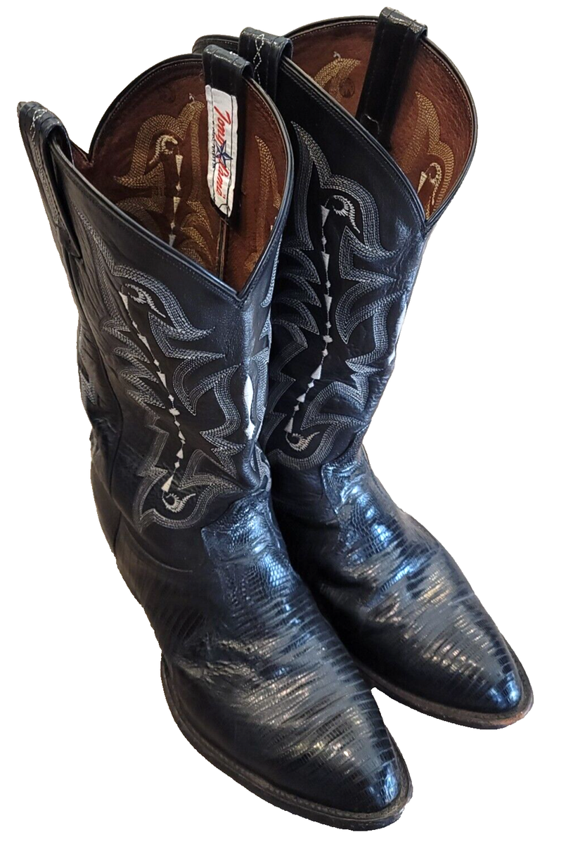 Tony Lama CZ810 Men's Exotic Western Boot w/ Black Teju Lizard USA
